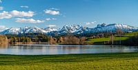 ein schweifender Blick über dem Schwaltenweiher auf die Allgäuer Berge von Leo Schindzielorz Miniaturansicht