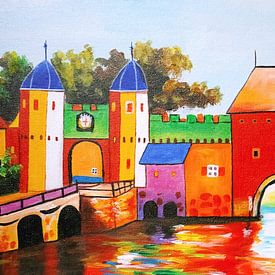 Peinture Amersfoort Koppelpoort - paysage urbain d'Amersfoort sur Caprices d'Art