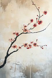 Botanischer Blütenast im Japandi Stil von Wilma Mesman