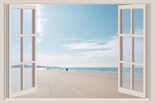 Blick aus dem Fenster auf den Strand von Zoutelande (Zeeland)