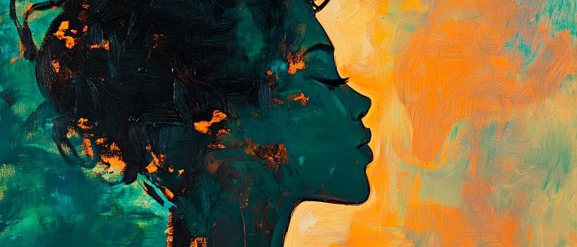 Colourful profile of a woman - artistic and modern by Poster Art Shop