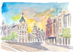 Scène matinale dans la rue Gran Via à Madrid Espagne