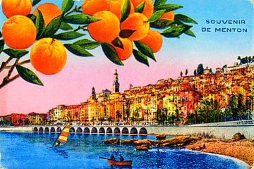 Carte postale Souvenir de Menton années 1920 sur Timeview Vintage Images