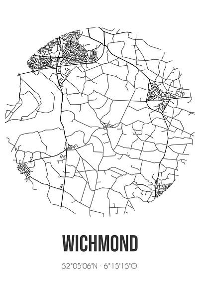 Wichmond (Gelderland) | Map | Black and White by Prints of Place