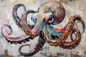 Peinture d'une pieuvre colorée