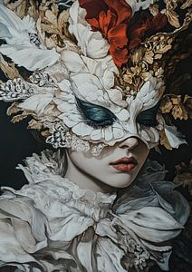 Femme avec masque à fleurs