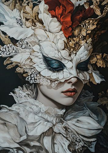 Frau mit Blumenmaske