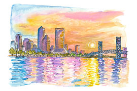 Sonnenuntergang in Jacksonville – Spiegelungen auf dem St. Johns River