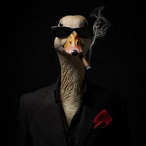 Gans mit Zigarre und Sonnenbrille