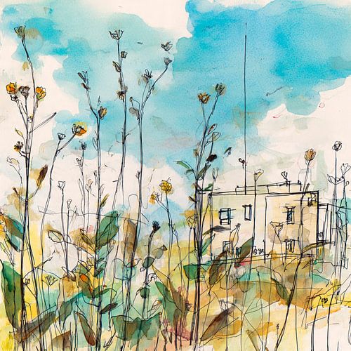 Stedelijke weide schets