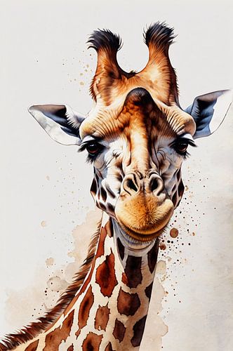 Peinture d'une girafe réaliste