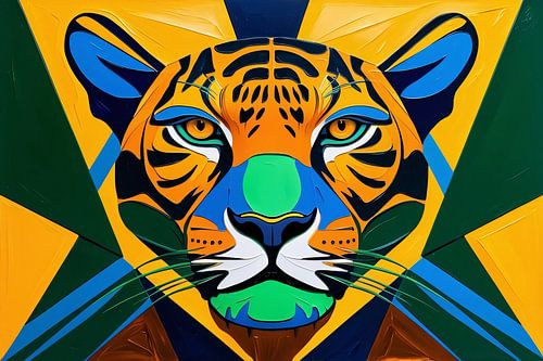 Kleurrijke abstracte tijgergezicht