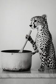 Cheetah in de keuken van Poster Art Shop