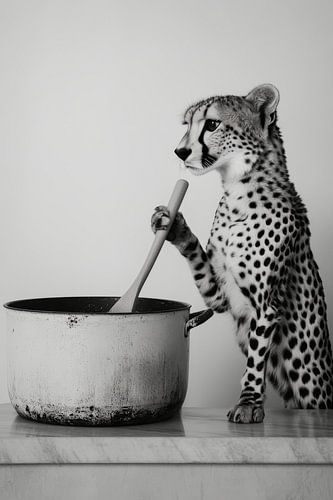 Guépard dans la cuisine