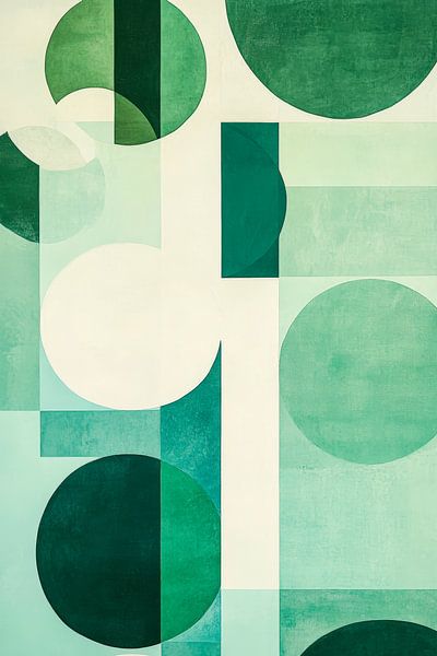 Geometric composition in shades of green by Poster Art Shop