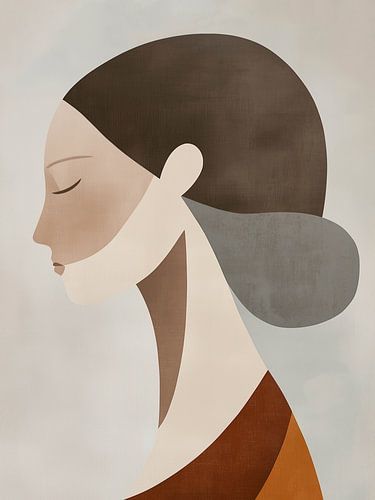 Profil féminin minimaliste dans les tons chauds de la terre