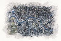 Karte von Paris im Aquarellstil