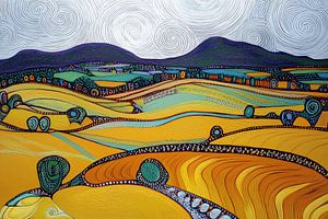 Bunte Landschaft im pointillistischen Stil