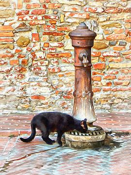 Thirsty Black Cat by Dorothy Berry-Lound