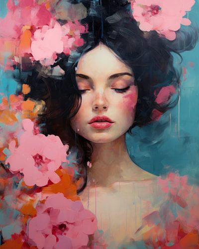 Super kleurrijk modern en abstract portret