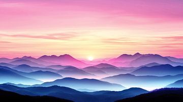Sunrise over mountain ranges