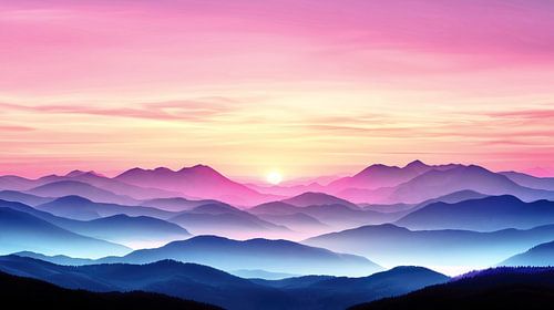 Zonsopgang boven bergketens