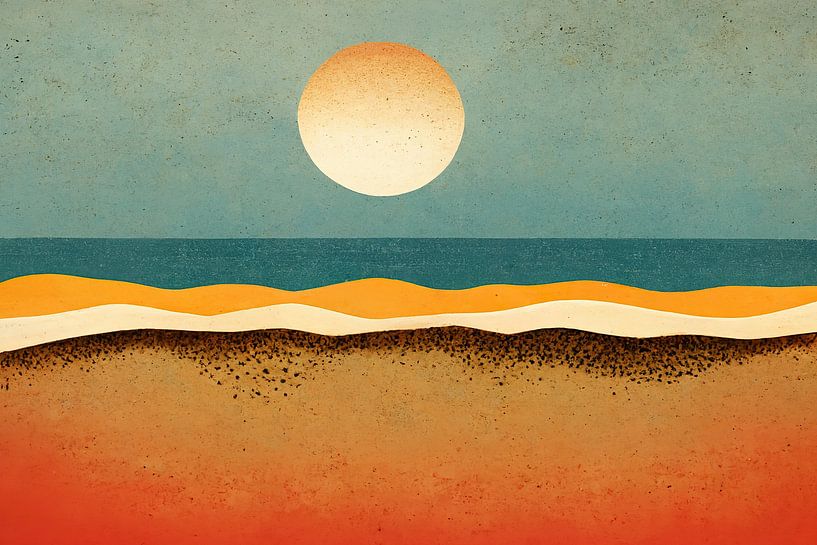 Plage dans un style d'affiche rétro par Bert Nijholt