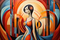 Abstract art deco style with a beautiful woman