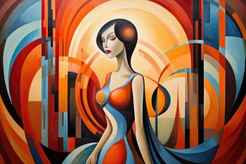 Abstract art deco style with a beautiful woman