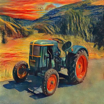 Trekker Deutz F1L514 in Edvard Munch-stijl van Christian Lauer