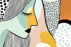 Frau in Strichzeichnung mit Farben von Imperial Art House