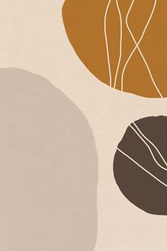 Moderne abstracte minimalistische retrovormen in okergeel, beige, bruin en wit VI van Dina Dankers