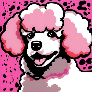 Pink Poodle Club 1 - illustration de chien sur The Art Kroep