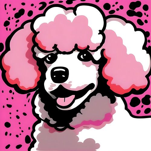 Roze Poedel Club 1 - hond illustratie 