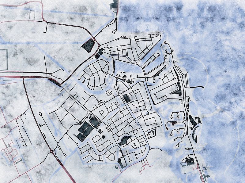 Kaart van Medemblik in de stijl 'White Winter' van Maporia