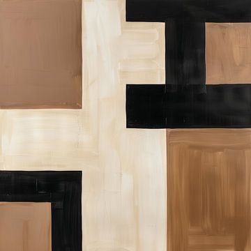 Abstracte vormen en lijnen in aardetinten en zwart van Studio Allee