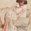 Paul César Helleu - Femme (peut-être Madame Alice Helleu) regardant un dessin (ca. 1895) sur Peter Balan