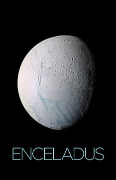 STK205472S-Solar system poster Enceladus, een maan van Saturnus. van Stocktrek Images