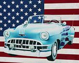 Pontiac Chieftain Convertible 1950 met vlag van de V.S. van Jan Keteleer thumbnail