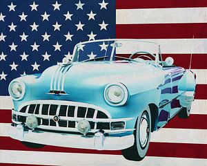 Pontiac Chieftain Cabriolet 1950 mit der Flagge der U.S.A.