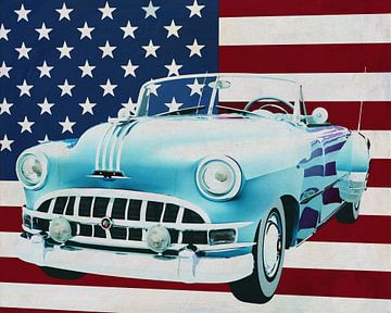 Pontiac Chieftain Cabriolet 1950 mit der Flagge der U.S.A. von Jan Keteleer