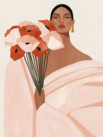 Frau mit Blumen von Art in color