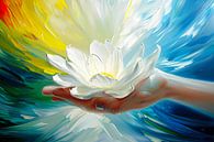 Abstract colourful flower in a hand by Art & Soul Creations thumbnail