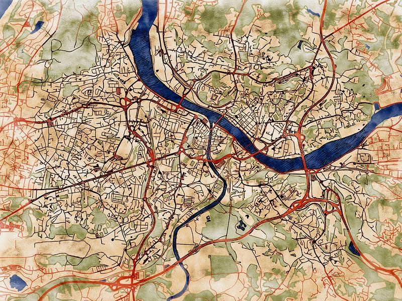 Map of Bayonne with the style 'Serene Summer' by Maporia