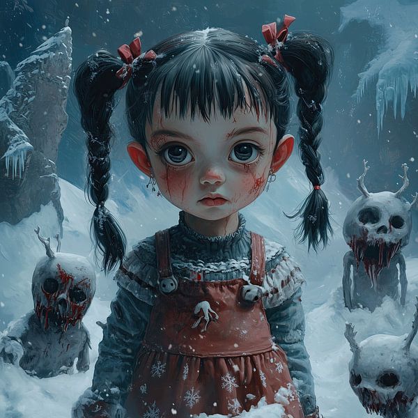 Dunkles Mädchen im Schnee Horror Weihnachten von Mel Digital Art