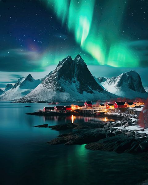 Polarlichter in der Nacht von fernlichtsicht