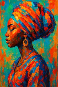 Stärke und Farbenpracht - Porträt einer afrikanischen Frau