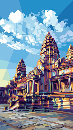 Angkor Wat – WPAP-Pop-Art-Illustration – Metallposter