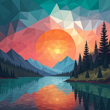 Geometrische zonsondergang Serenity van Artistic