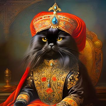 Fantasy Persian cat also called the Persian cat in Traditional Persian dress and jewellery-4 by Carina Dumais